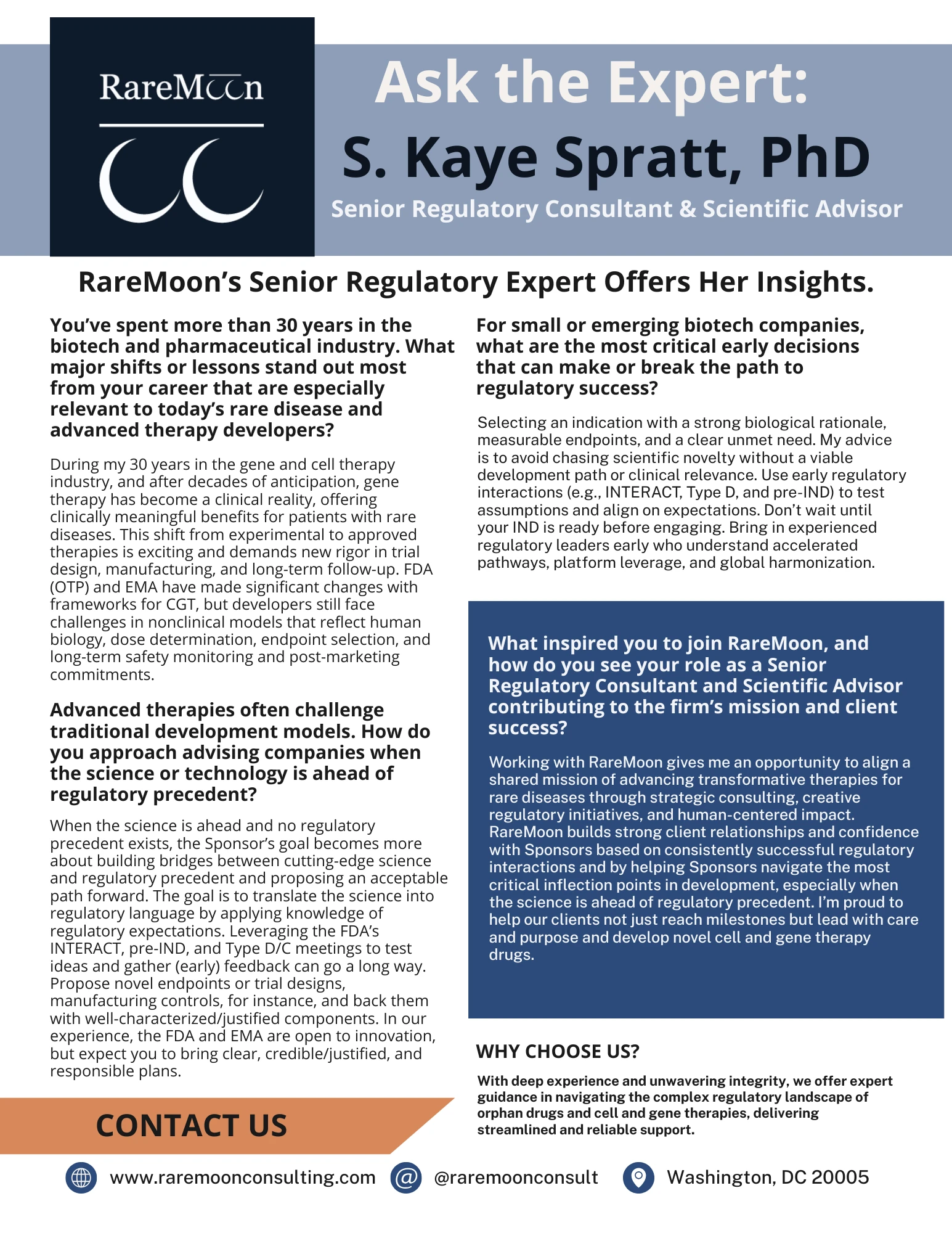 Ask the Expert: S. Kaye Spratt, PhD - RareMoon's Senior Regulatory Consultant & Scientific Advisor
